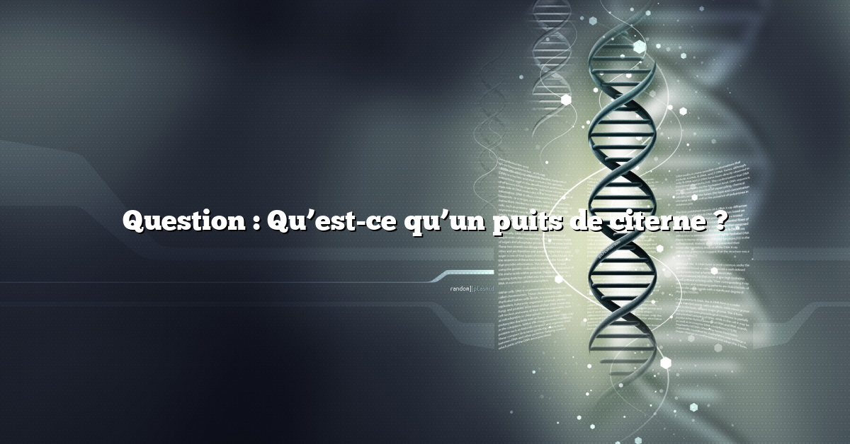 Question : Qu’est-ce qu’un puits de citerne ?